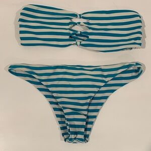 Mikoh Striped Blue and White Bikini Set